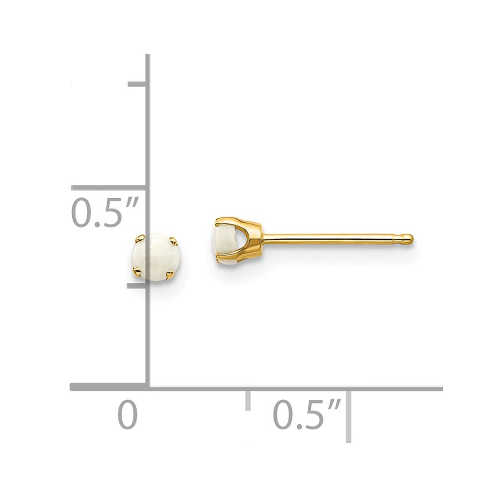 14k 3mm Round October/Opal Post Earrings