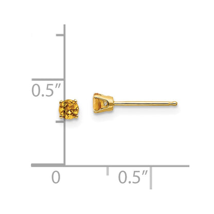 14k 3mm Round November/Citrine Post Earrings