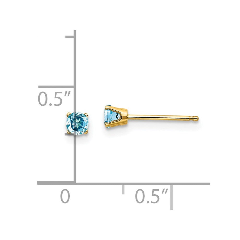 14k 3mm Round December/Blue Topaz Post Earrings