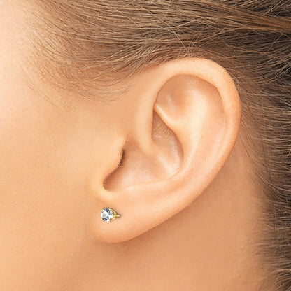 14k 4mm Round April/White Topaz Post Earrings