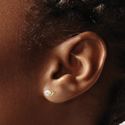 14k 4mm Round June/Freshwater Cultured Pearl Post Earrings
