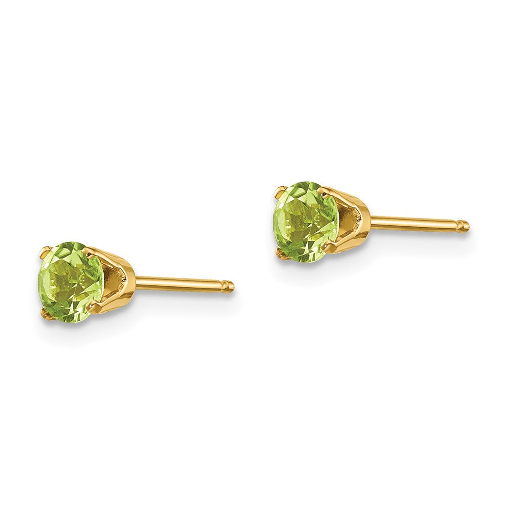 14k 4mm Round August/Peridot Post Earrings
