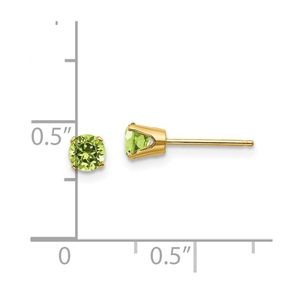 14k 4mm Round August/Peridot Post Earrings