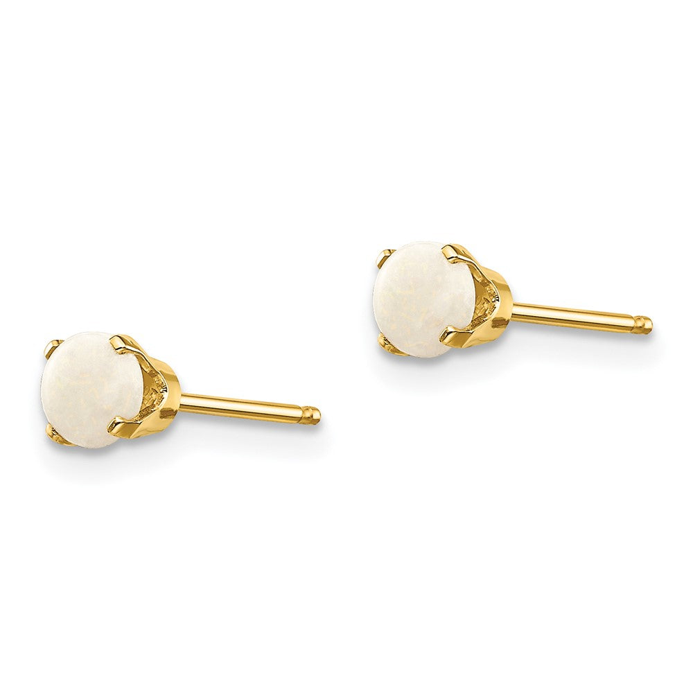 14k 4mm Round October/Opal Post Earrings