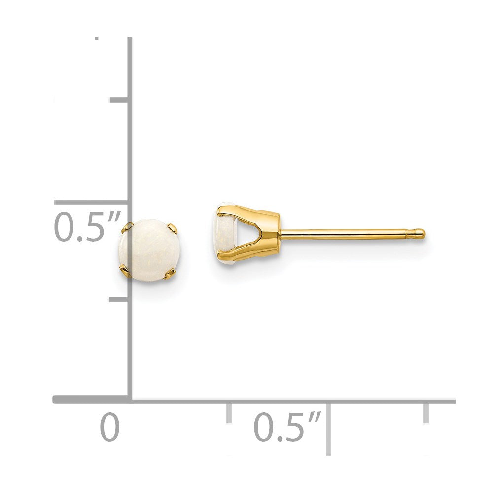 14k 4mm Round October/Opal Post Earrings