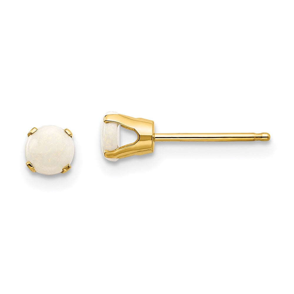 14k 4mm Round October/Opal Post Earrings