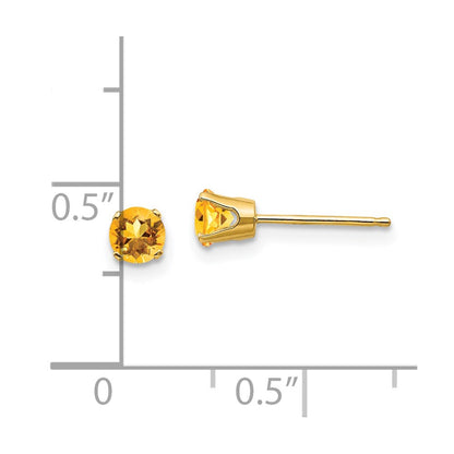 14k 4mm Round November/Citrine Post Earrings