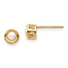 14k 4mm Round Bezel June/Freshwater Cultured Pearl Post Earrings