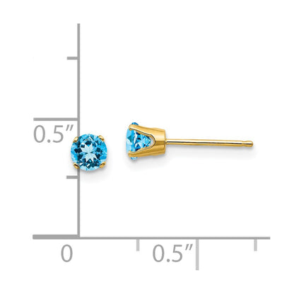 14k 4mm Round December/Blue Topaz Post Earrings