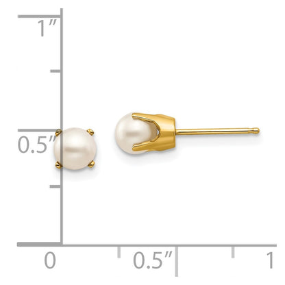 14k 5mm Round Freshwater Cultured Pearl Earrings - June