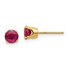 14k 5mm Round Ruby Earrings - July