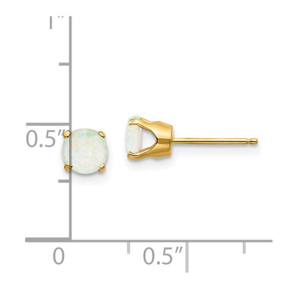 14k 5mm Round Opal Earrings - October