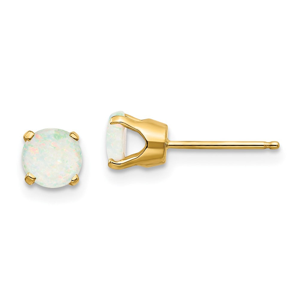 14k 5mm Round Opal Earrings - October