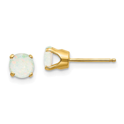 14k 5mm Round Opal Earrings - October