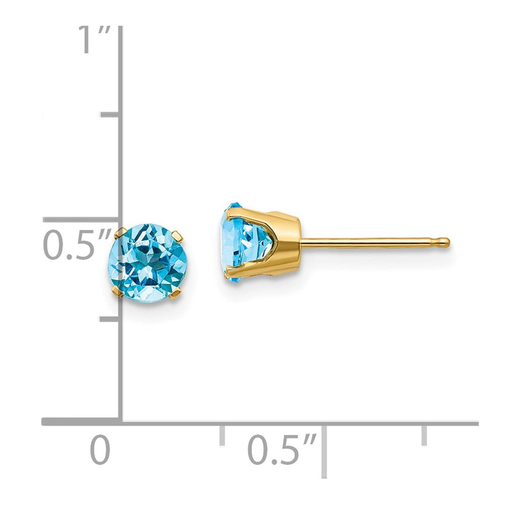 14k 5mm Round Blue Topaz Earrings - December