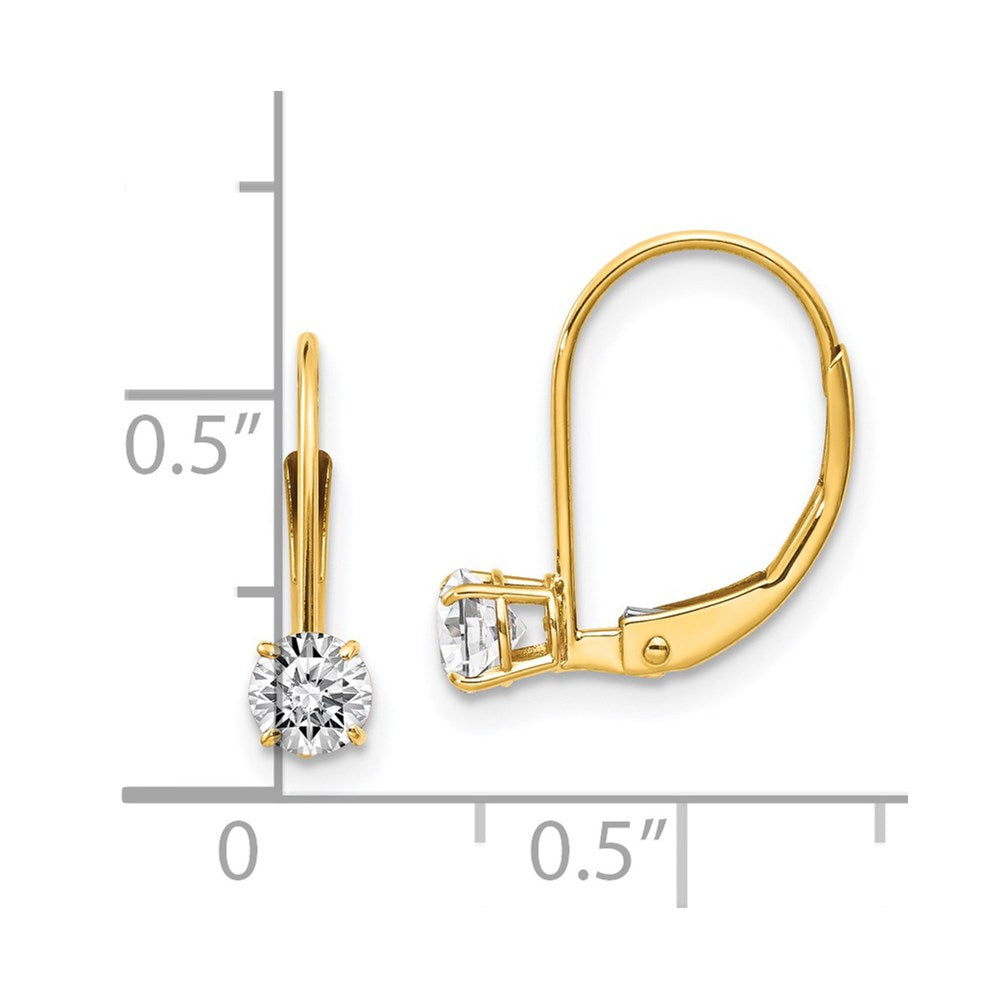 14k 4mm Round April/White Topaz Leverback Earrings