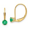 14k 4mm Round May/Emerald Leverback Earrings