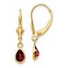 14k 6x4mm Pear Bezel January/Garnet Leverback Earrings