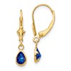 14k 6x4mm Pear Bezel September/Sapphire Leverback Earrings