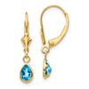 14k 6x4mm Pear Bezel December/Blue Topaz Leverback Earrings
