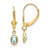 14k 6x4 Oval Bezel March/Aquamarine Leverback Earrings