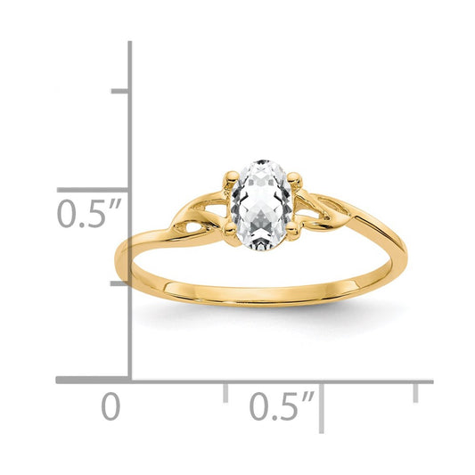 14k 6x4 Oval White Topaz Birthstone Ring