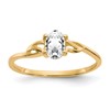 14k 6x4 Oval White Topaz Birthstone Ring