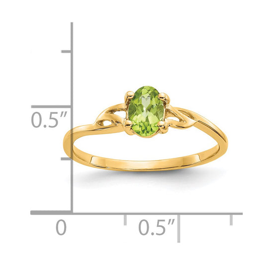 14k 6x4 Oval Peridot Birthstone Ring