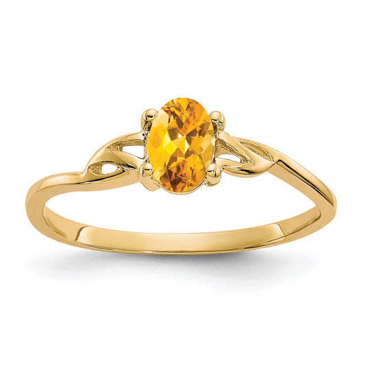 14k 6x4 Oval Citrine Birthstone Ring