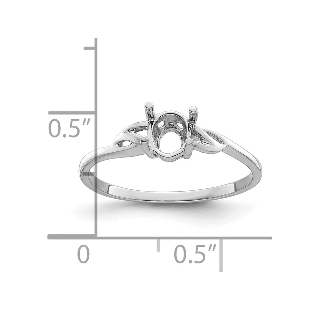14k White Gold 6x4 Oval Birthstone Ring Mounting