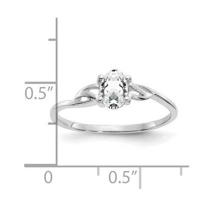 14k White Gold 6x4 Oval White Topaz Birthstone Ring