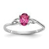 14k White Gold 6x4 Oval Pink Tourmaline Birthstone Ring