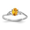 14k White Gold 6x4 Oval Citrine Birthstone Ring