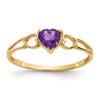 14k 5mm Heart Amethyst Birthstone Ring