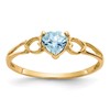 14k 5mm Heart Aquamarine Birthstone Ring