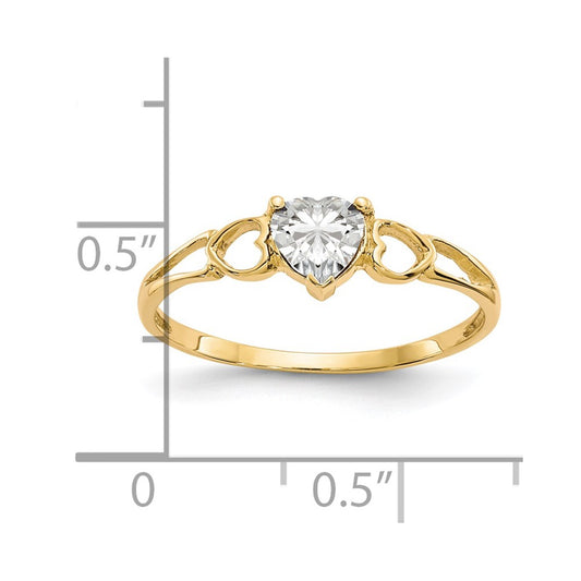14k 5mm Heart White Topaz Birthstone Ring