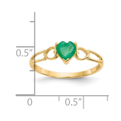 14k 5mm Heart Emerald Birthstone Ring