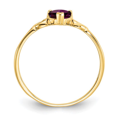 14k 5mm Heart Rhodolite Garnet Birthstone Ring