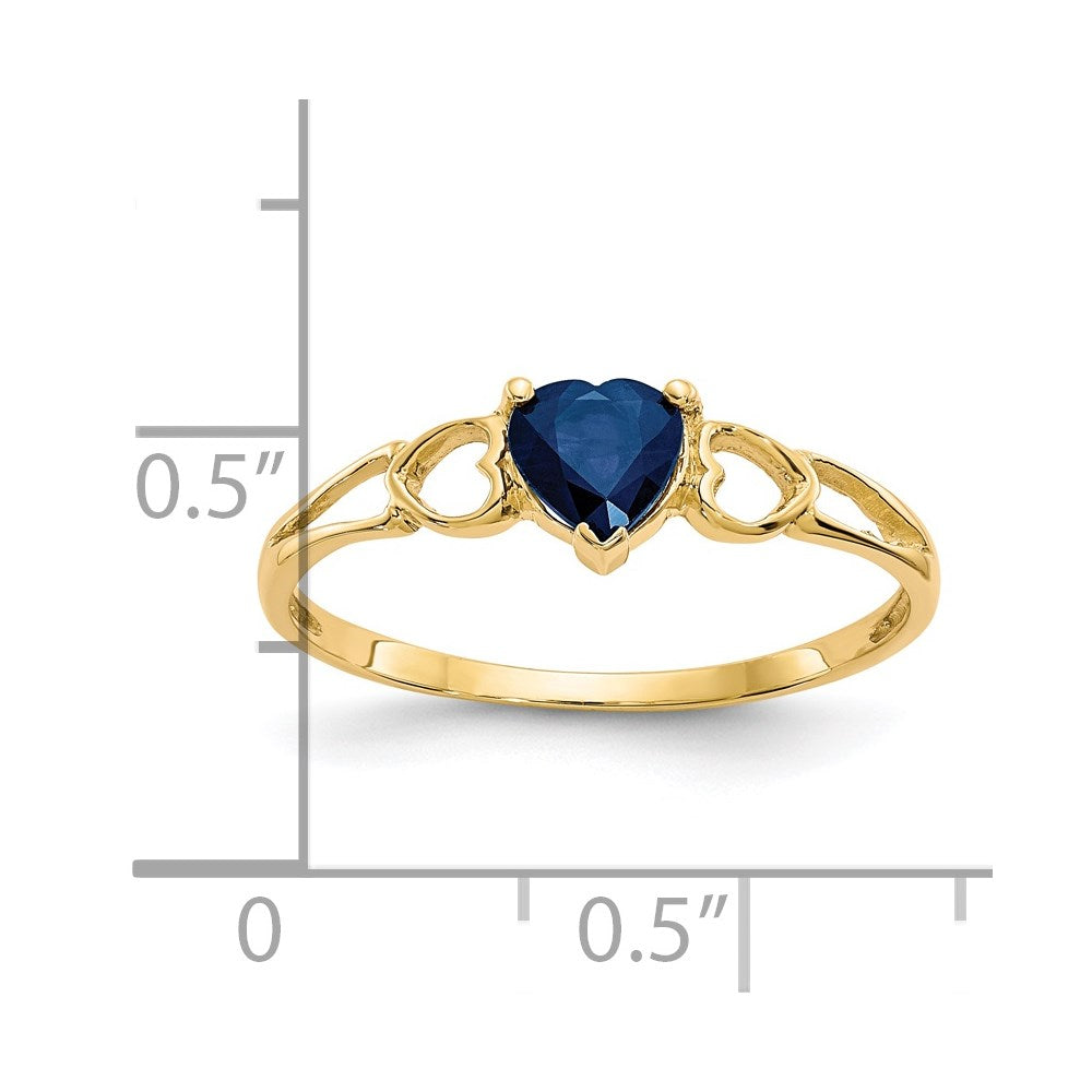 14k 5mm Heart Sapphire Birthstone Ring