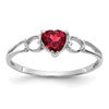 14k White Gold 5mm Heart Garnet Birthstone Ring