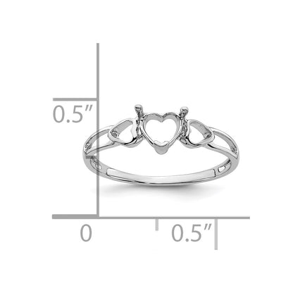14k White Gold 5mm Heart Birthstone Ring Mounting