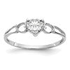14k White Gold 5mm Heart White Topaz Birthstone Ring