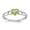14k White Gold 5mm Heart Peridot Birthstone Ring