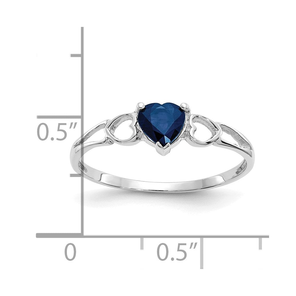 14k White Gold 5mm Heart Sapphire Birthstone Ring