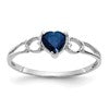 14k White Gold 5mm Heart Sapphire Birthstone Ring