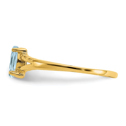 14k 6x3 Marquise Aquamarine Birthstone Ring