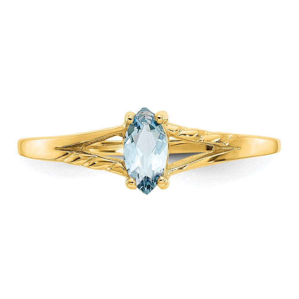 14k 6x3 Marquise Aquamarine Birthstone Ring