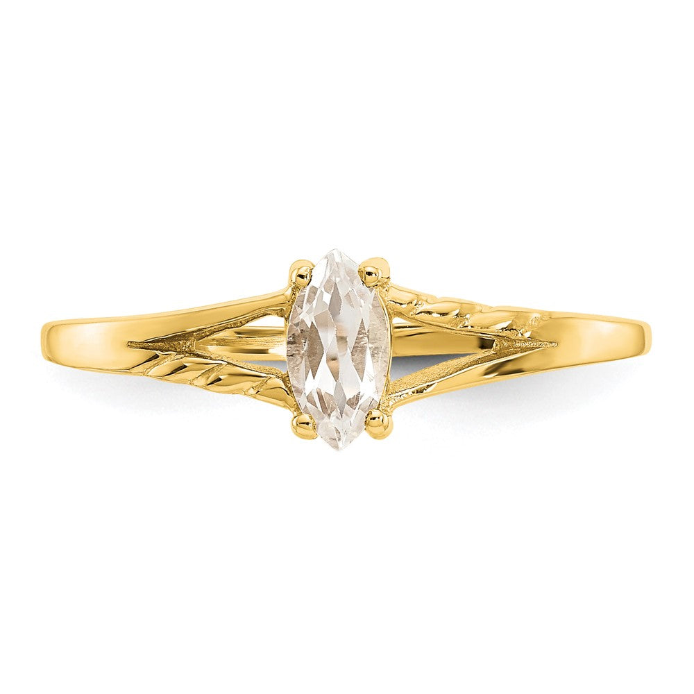 14k 6x3 Marquise White Topaz Birthstone Ring