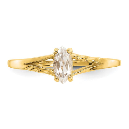 14k 6x3 Marquise White Topaz Birthstone Ring