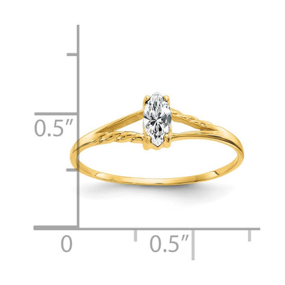 14k 6x3 Marquise White Topaz Birthstone Ring
